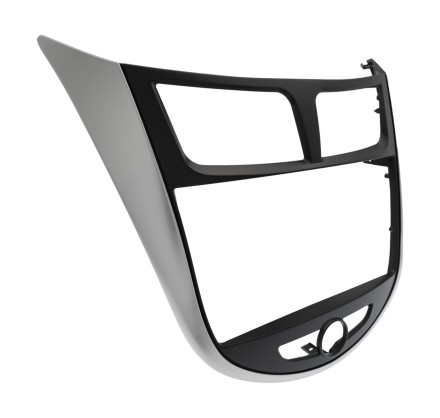 Рамка для установки в Hyundai Solaris 2010 - 2016 черно-серебристый ТИП 3 (ГУ изнутри)