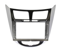 Рамка переходная HYUNDAI i-25, Accent, Solaris, Verna (10-17), DODGE Attitude (11-14) для дисплея 9 дюймов черно-серебристая